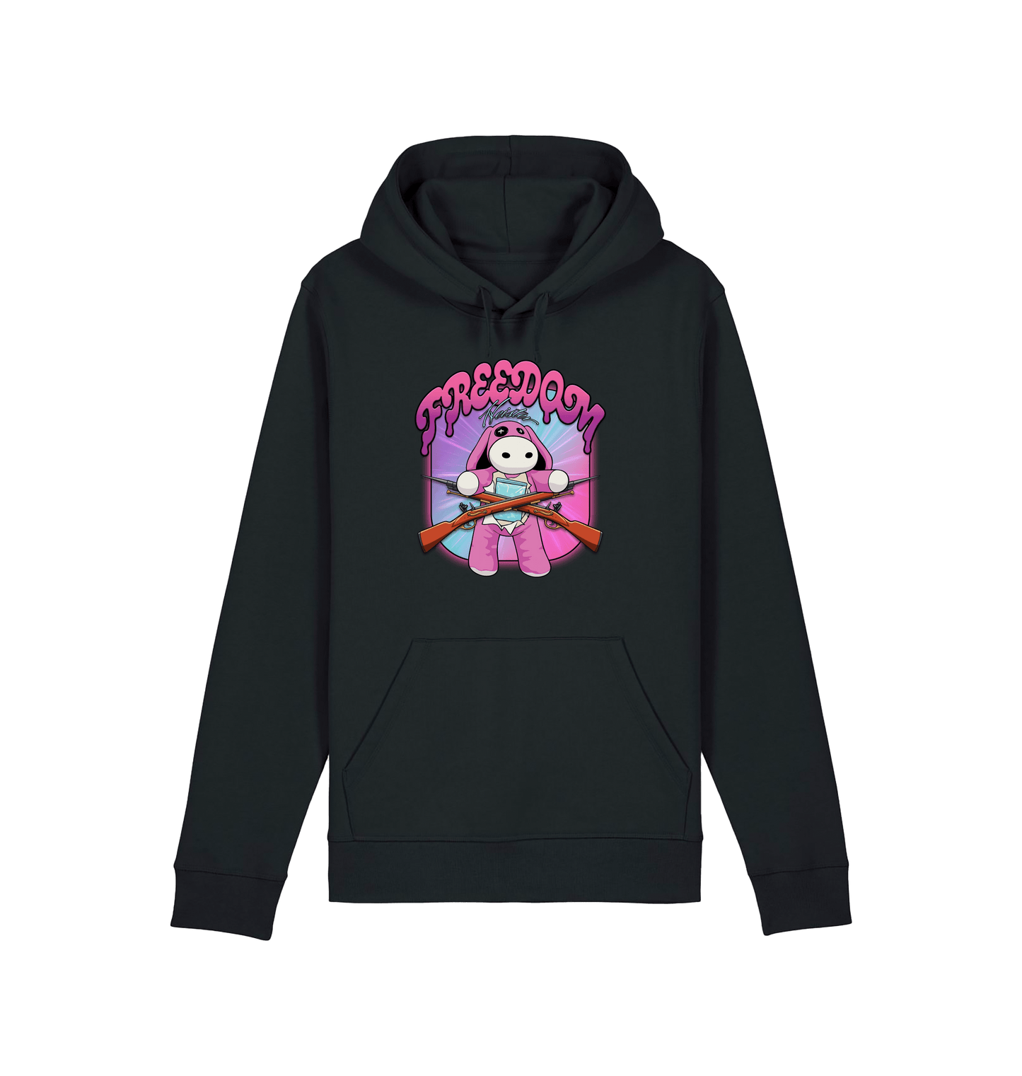 Black Printed Hoody Front