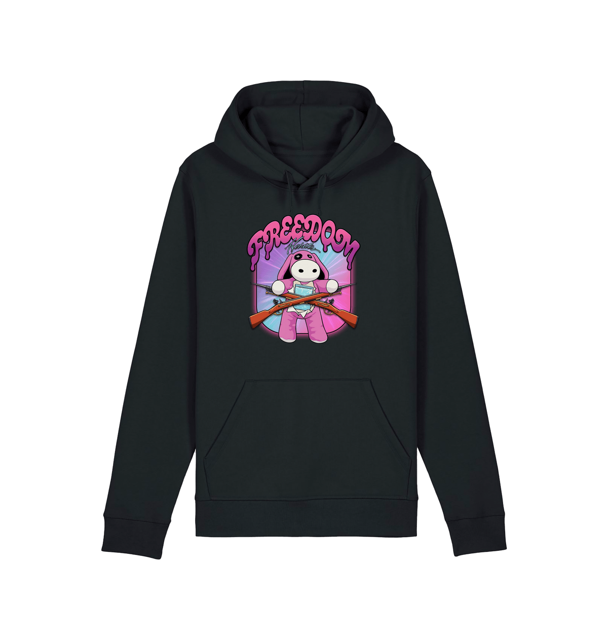 Black Printed Hoody Front
