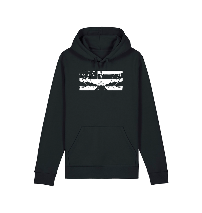 Black Printed Hoody Front